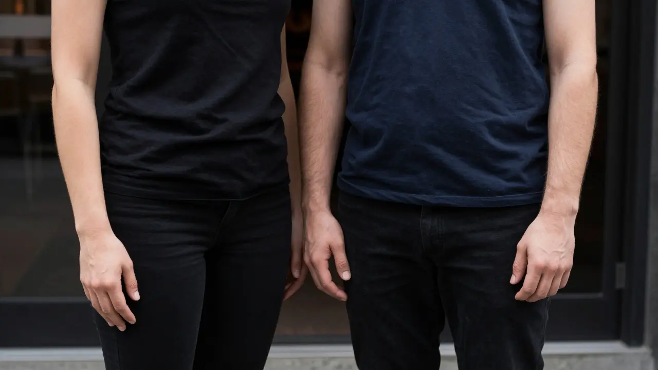 Close-up of relaxed hands and open posture demonstrating safe body language.